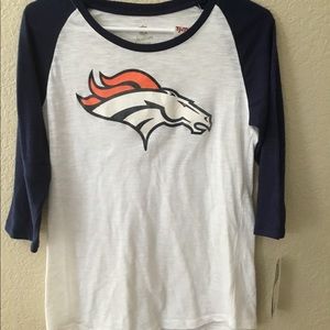 Junior size large Denver Bronco raglan t-shirt